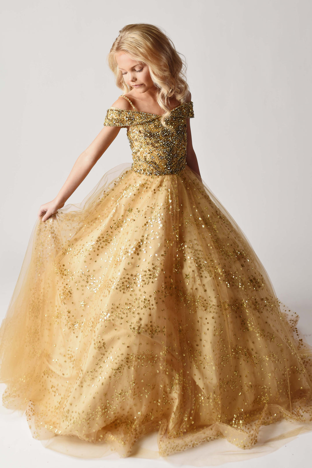 Off-the-Shoulder Floor-Length Tulle Special Occasion Ball Gown Ava Presley 38035