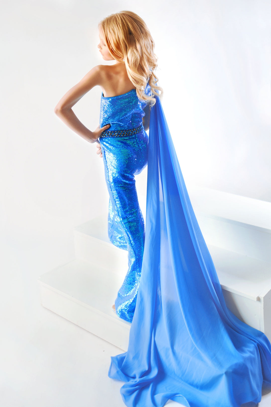 One-Shoulder Floor-Length Sequin Evening Sheath Ava Presley 38038