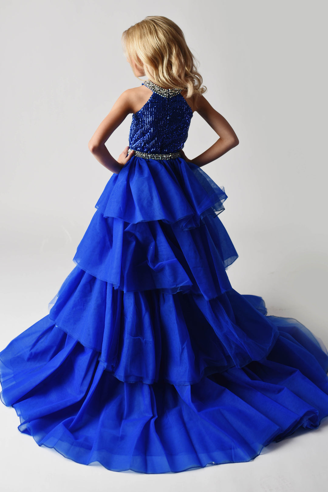 Halter Floor-Length Sequin Prom Ball Gown Ava Presley 38037