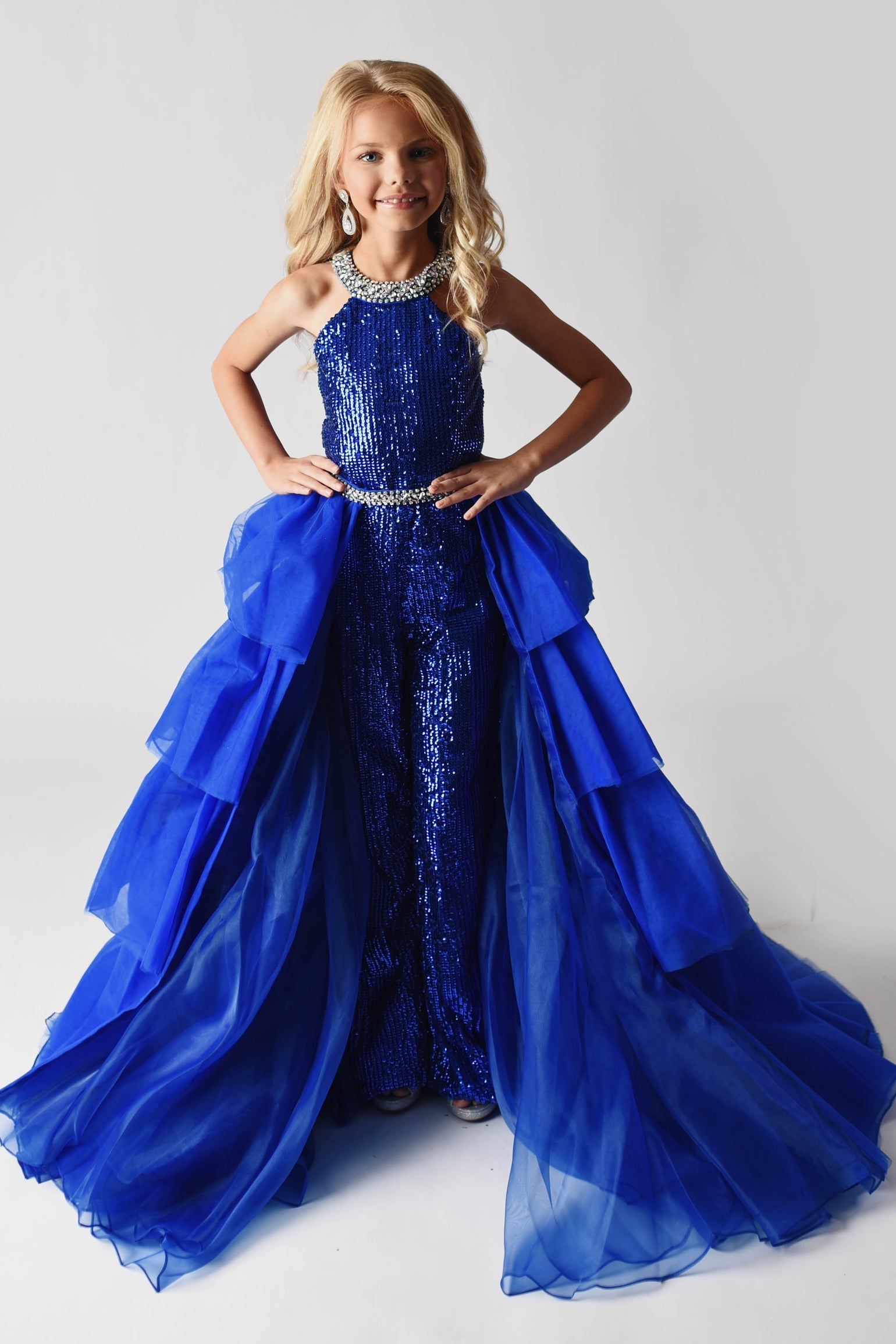 Halter Floor-Length Sequin Prom Ball Gown Ava Presley 38037
