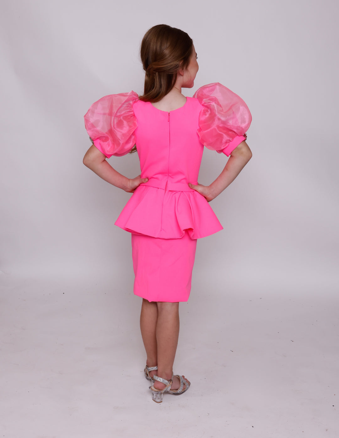 Crew/High-Neck Knee-Length Organza Cocktail Fit & Flare Ava Presley 28831
