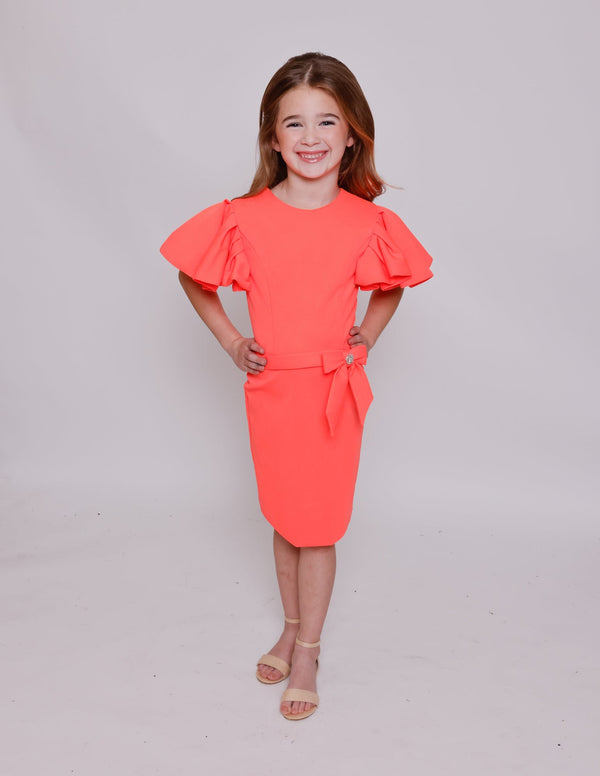 Crew/High-Neck Knee-Length Crepe Cocktail Sheath Ava Presley 28832