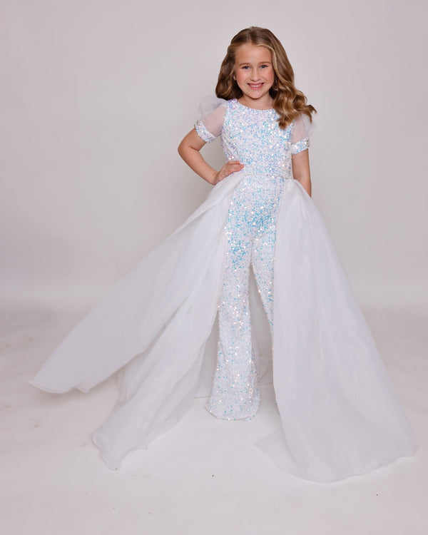 Crew/High-Neck Floor-Length Sequin Formal A-Line Ava Presley 38044
