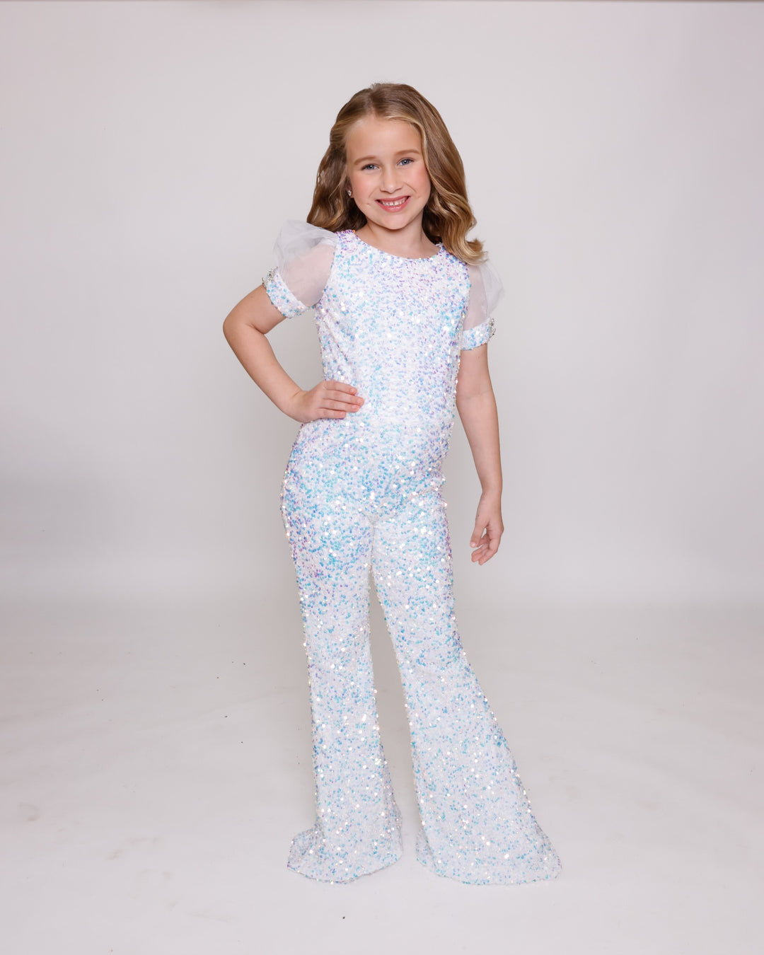 Crew/High-Neck Floor-Length Sequin Formal A-Line Ava Presley 38044