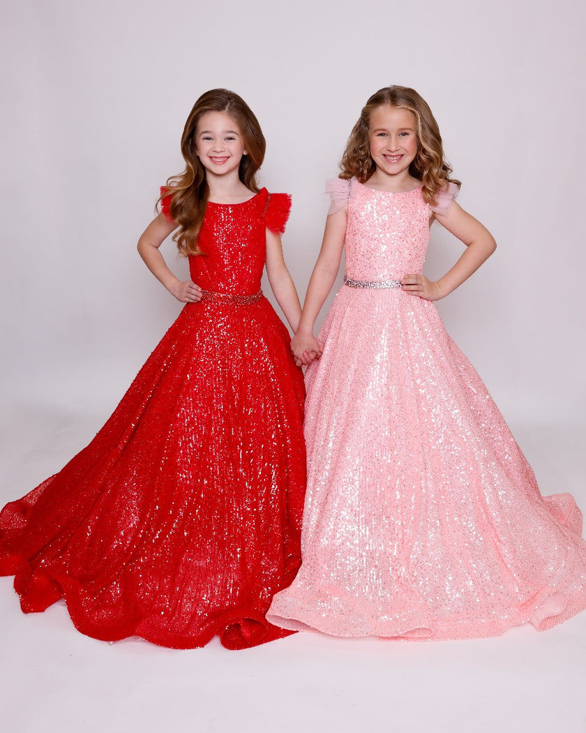 Scoop Floor-Length Sequin Special Occasion Ball Gown Ava Presley 39883
