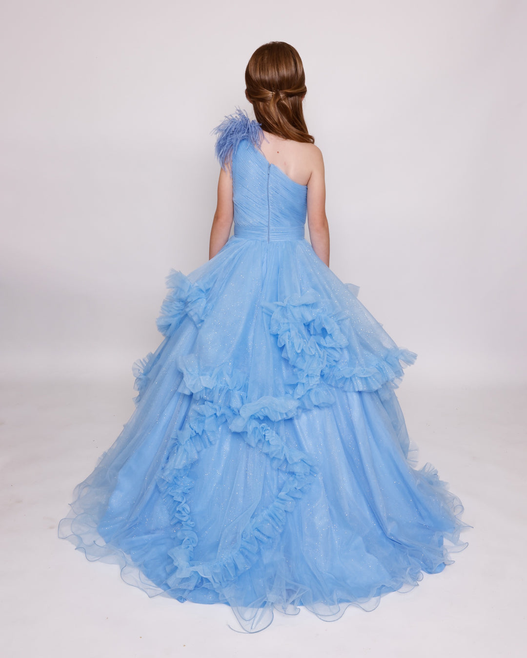 One-Shoulder Floor-Length Tulle Special Occasion Ball Gown Ava Presley 39886