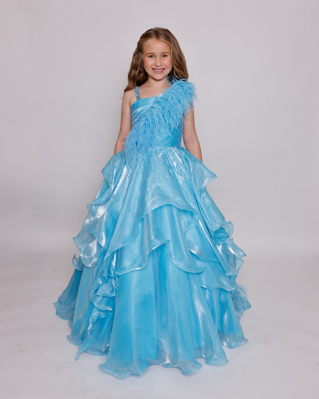One-Shoulder Floor-Length Organza Special Occasion Ball Gown Ava Presley 39887