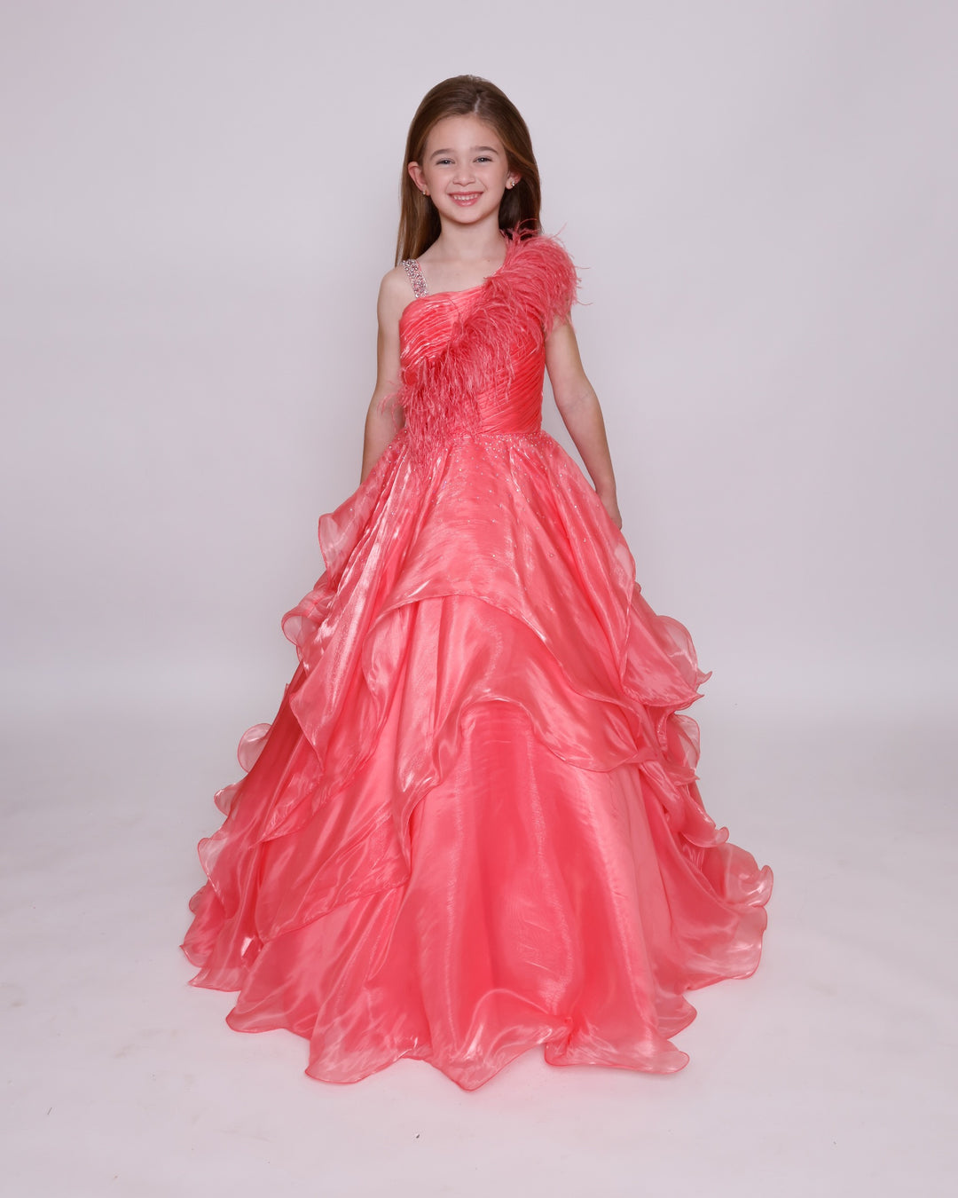 One-Shoulder Floor-Length Organza Special Occasion Ball Gown Ava Presley 39887
