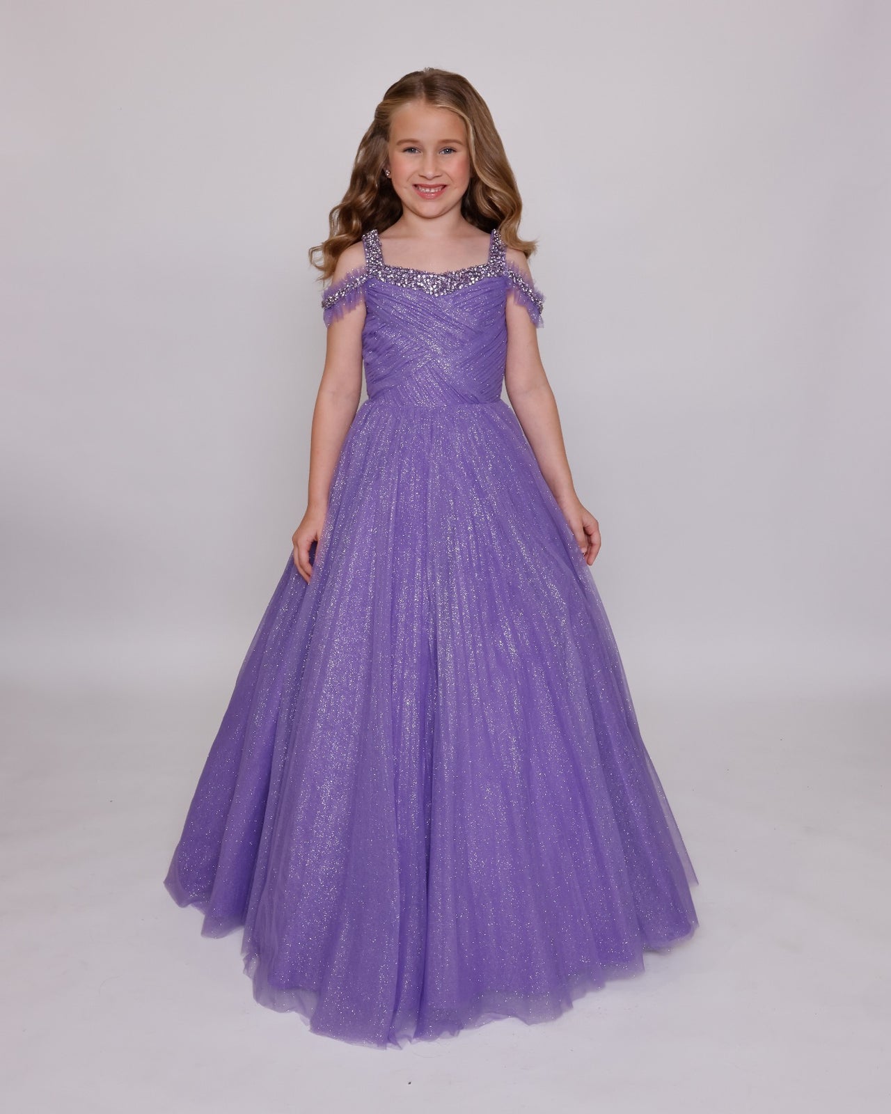 Off-the-Shoulder Floor-Length Tulle Formal Ball Gown Ava Presley 39888
