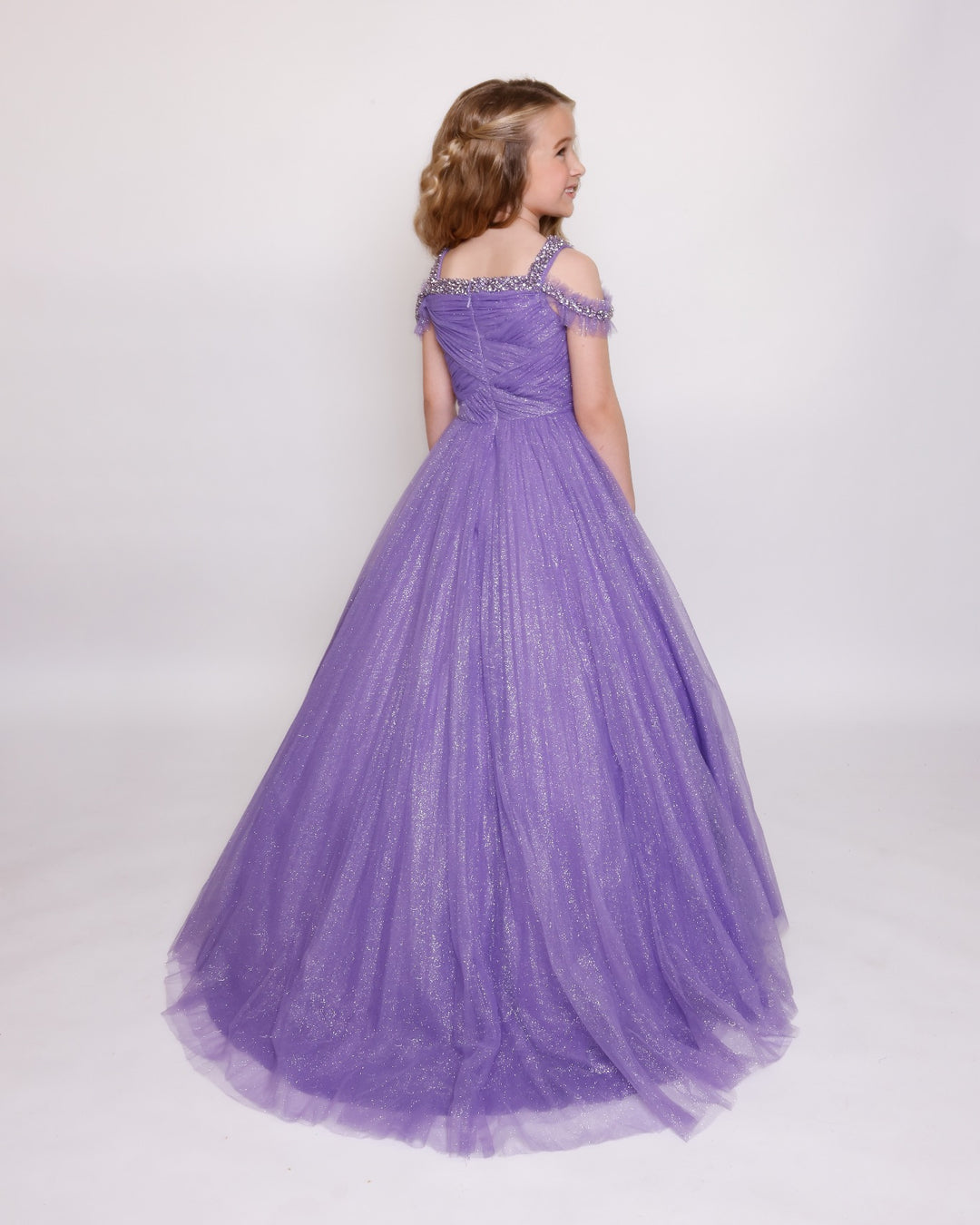 Off-the-Shoulder Floor-Length Tulle Formal Ball Gown Ava Presley 39888