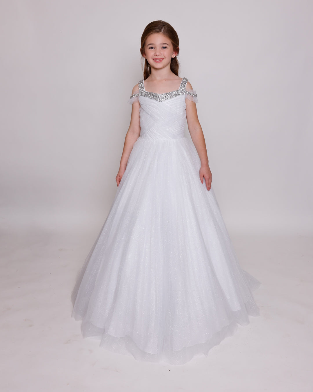 Off-the-Shoulder Floor-Length Tulle Formal Ball Gown Ava Presley 39888