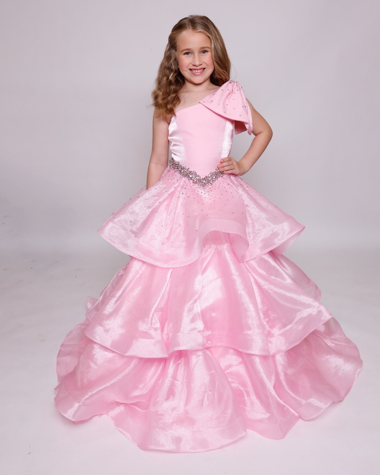 One-Shoulder Floor-Length Organza Special Occasion Ball Gown Ava Presley 39891