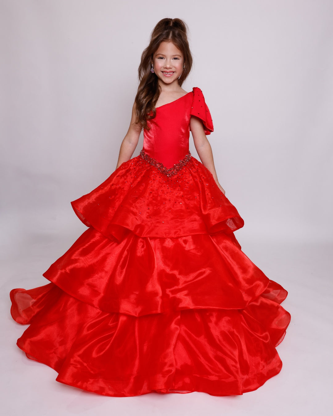 One-Shoulder Floor-Length Organza Special Occasion Ball Gown Ava Presley 39891