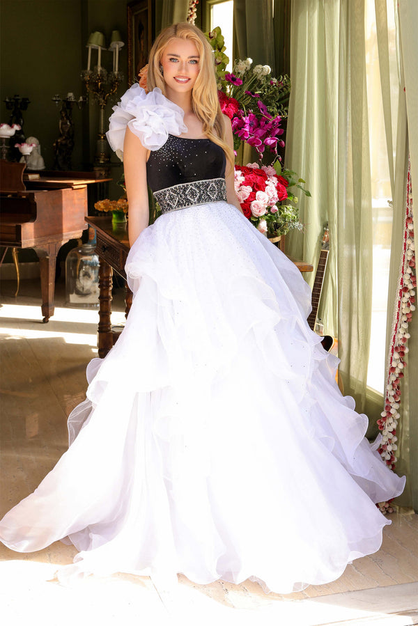 Ava Presley 39557 A Line Long Formal Ruffle Prom Dress