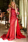 Prom Dresses Fitted Long Sequin Formal Prom Slit Dress Red