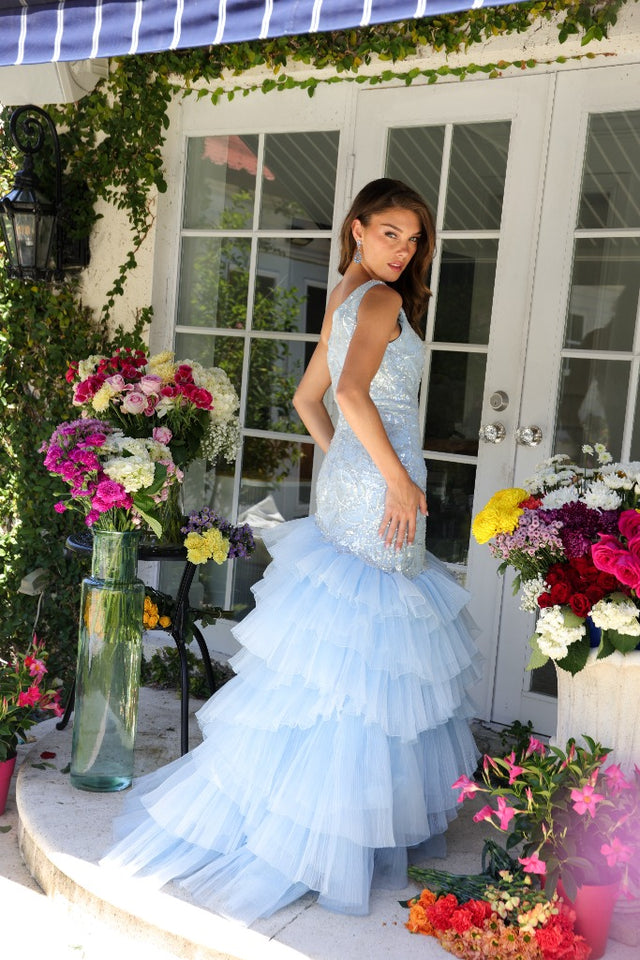 Prom Dresses Long Mermaid Formal Sequin Prom Dress Light Blue