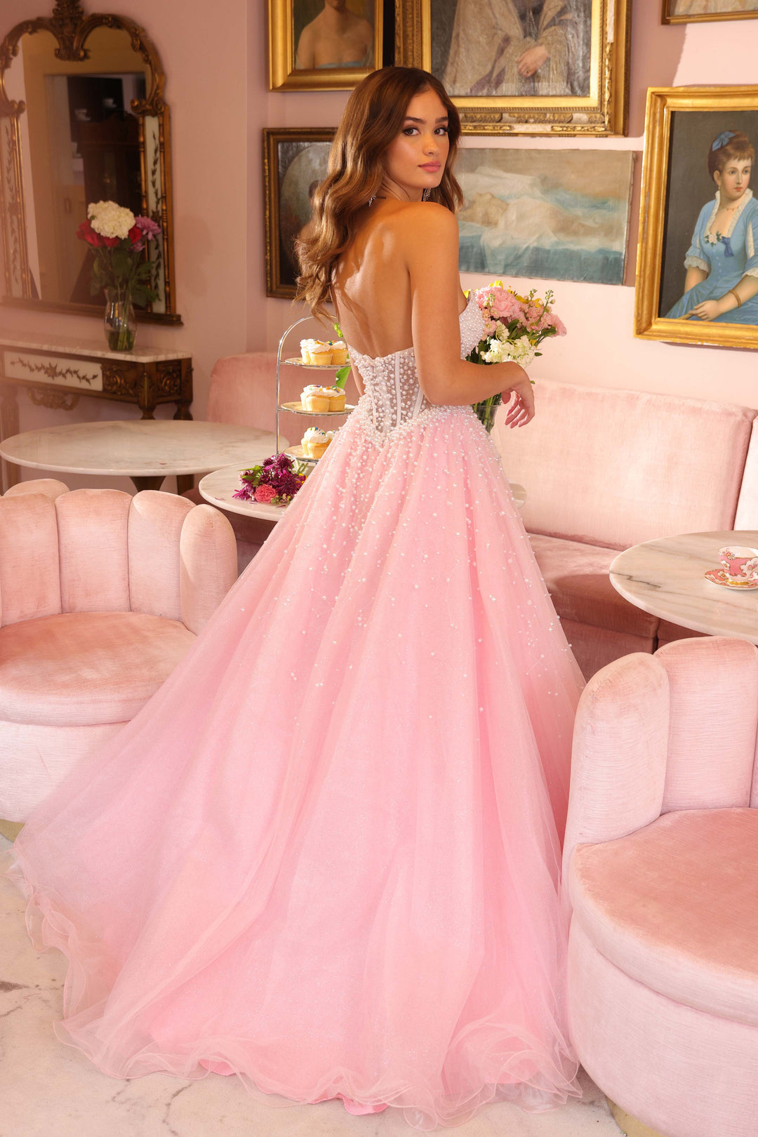 Prom Dresses Long Corset Formal A Line Prom Dress White/Blush