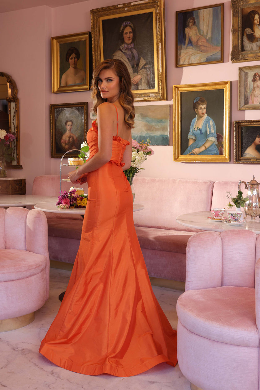 Prom Dresses Long Prom Ruffle Formal Mermaid Dress Orange