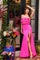 Prom Dresses Long Mermaid Slit Formal Ruffle Prom Dress Fuchsia