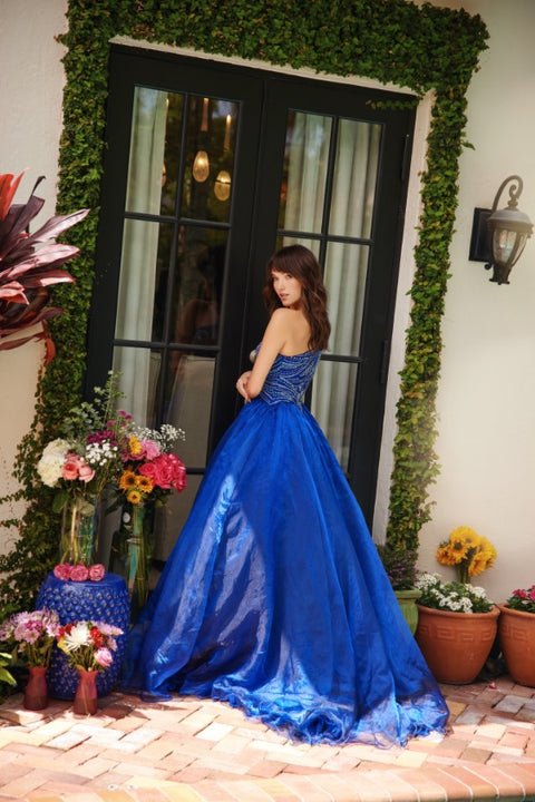 Prom Dresses Beaded A Line Long Formal Prom Dress Royal
