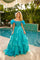 Prom Dresses Metallic Long Prom Formal Feather Dress Turquoise