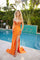 Prom Dresses A Line Long Prom Formal Sequin Dress Orange