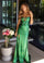 Prom Dresses Formal Long Slit Prom Metallic Dress Green