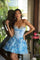 Homecoming Dresses Short Cocktail Beaded Floral Mini Dress Turquiose