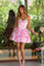 Homecoming Dresses Short Homecoming Printed Ruffle Cocktail Dress White/Pink