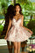 Cocktail Dresses A Line Short Cocktail Glitter Dress White/Lilac