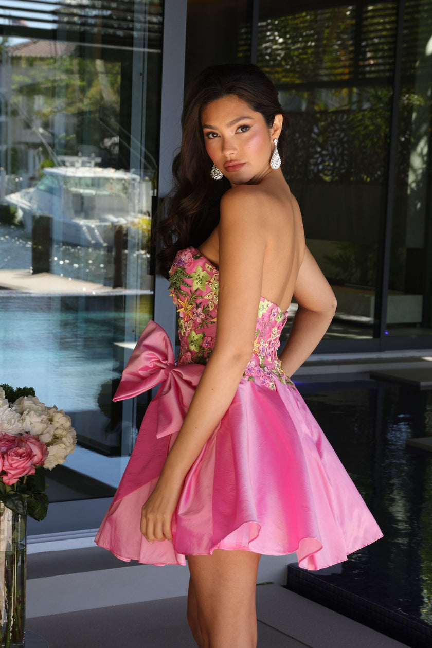 Cocktail Dresses Short A Line Floral Cocktail Dress  Hot Pink