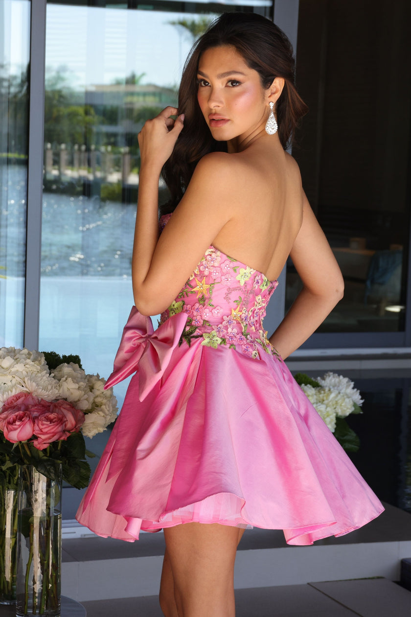 Cocktail Dresses Short A Line Floral Cocktail Dress  Hot Pink