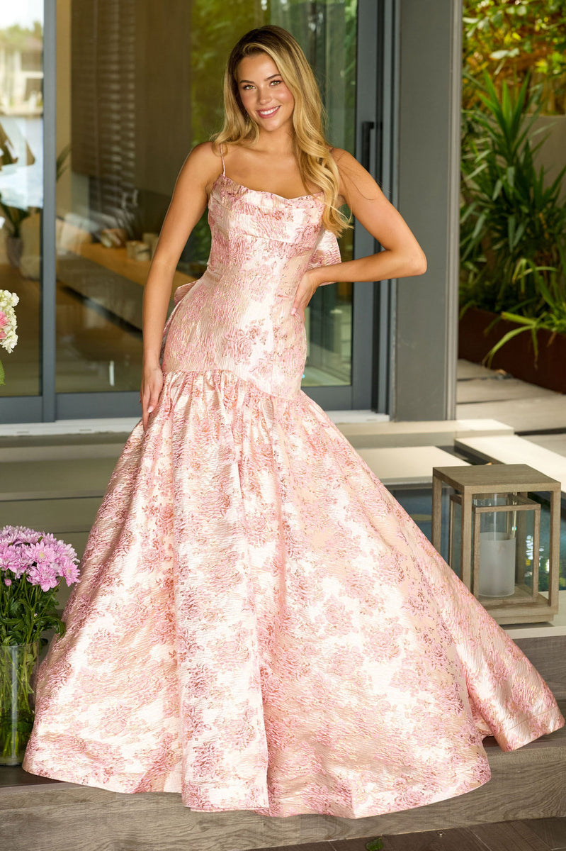 mermaid pink prom dress Ava Presley 26419 Long Formal Red A Line Maxi EVM2:Dress Shirts and Red Color Length Size (US):6