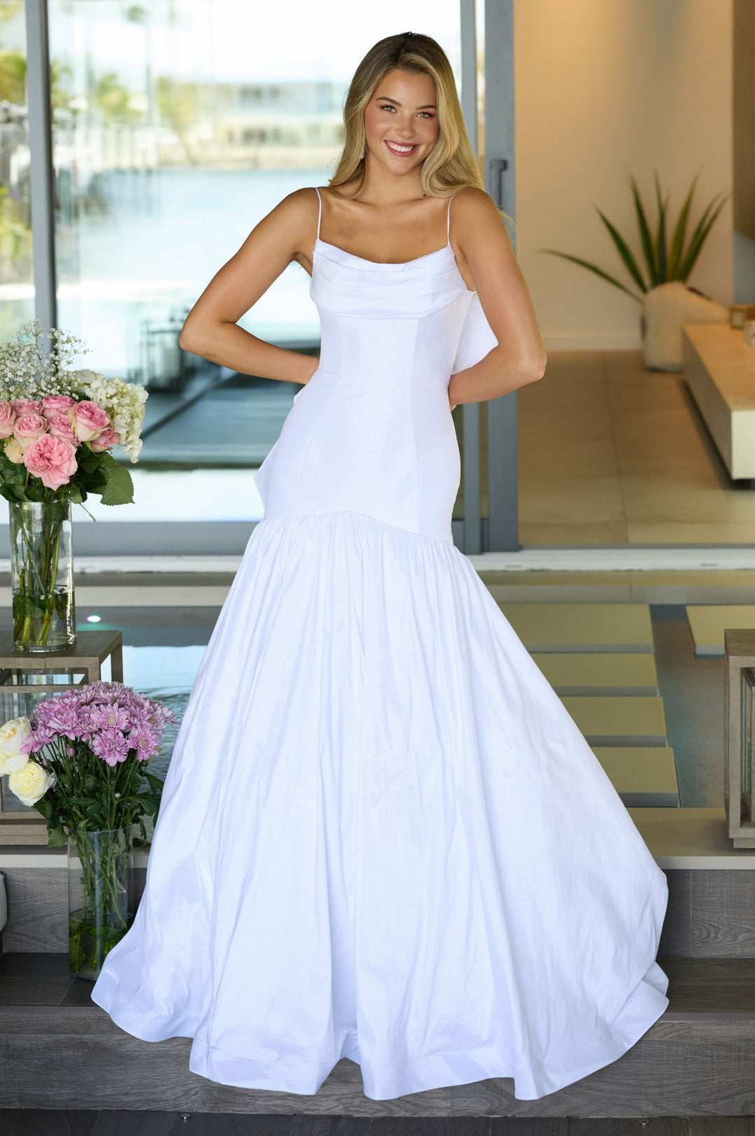 Wedding Dresses Long Mermaid Bow Wedding Dress White