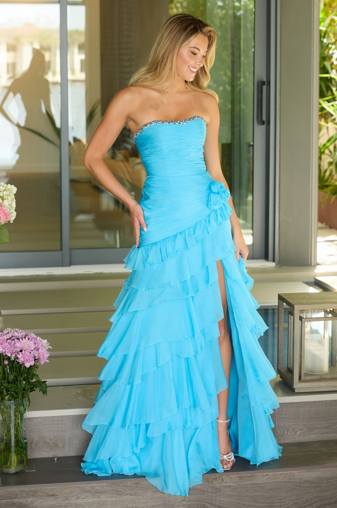 Prom Dresses Long Formal Fitted Evening Prom Dress Sky Blue