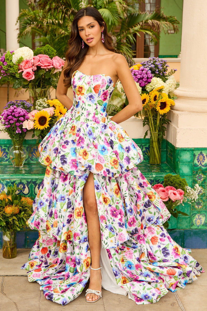 Ava Presley 42360 High Low Floral Print Formal Prom Dress Ava Presley 42360 High Low Floral Print Formal Prom Dress