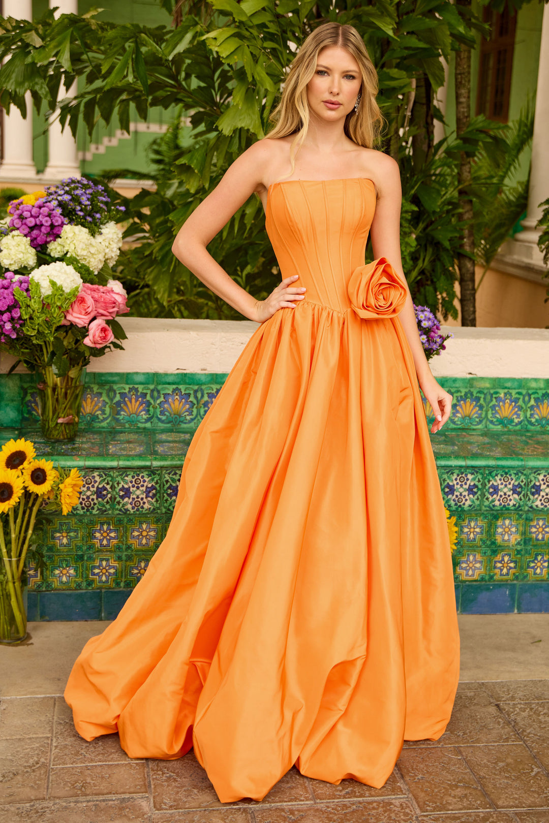 Prom Dresses Long Formal A Line Corset Ball Gown Prom Dress Orange