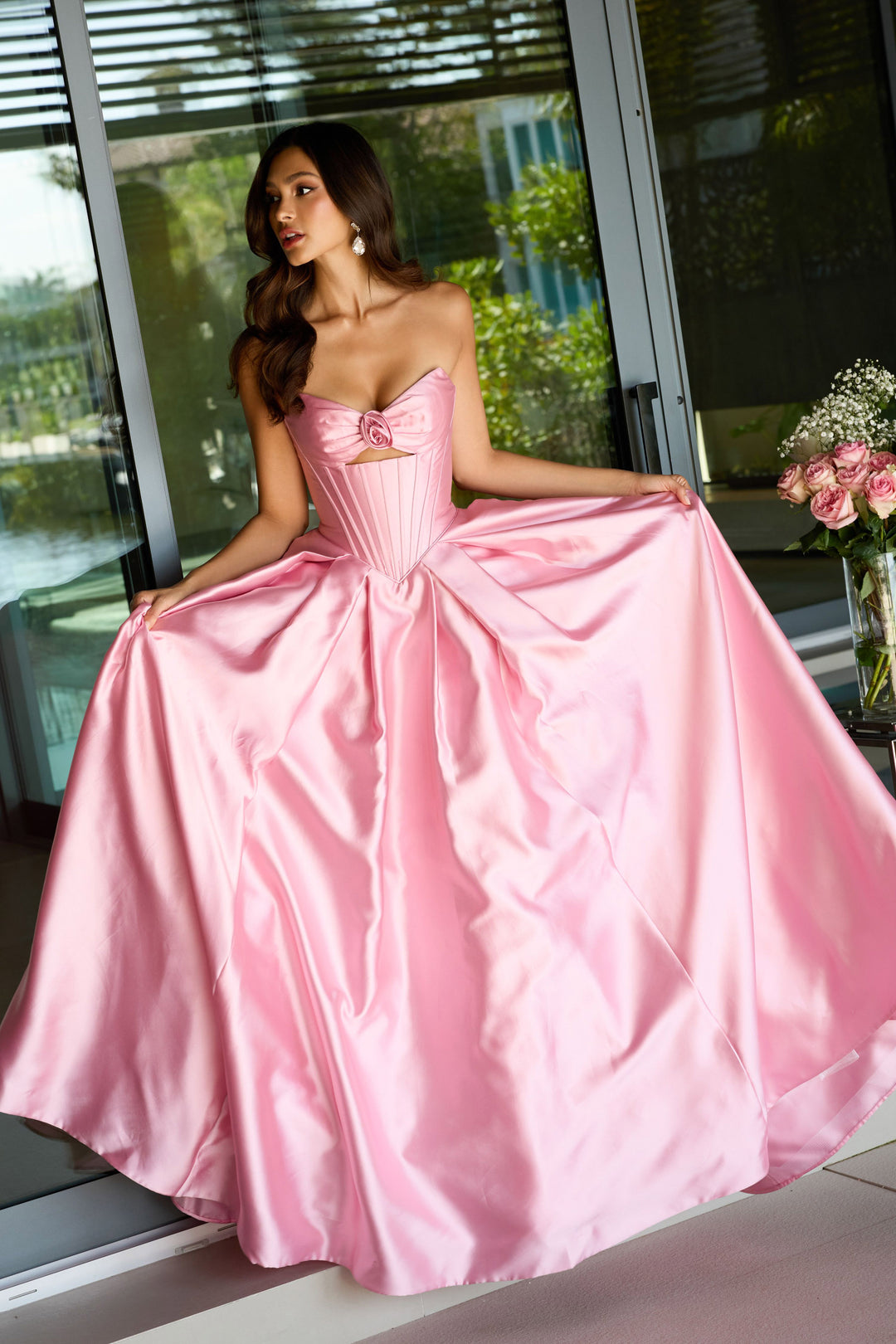 Prom Dresses Long Formal Fitted Corset Ball Gown Prom Dress Blush