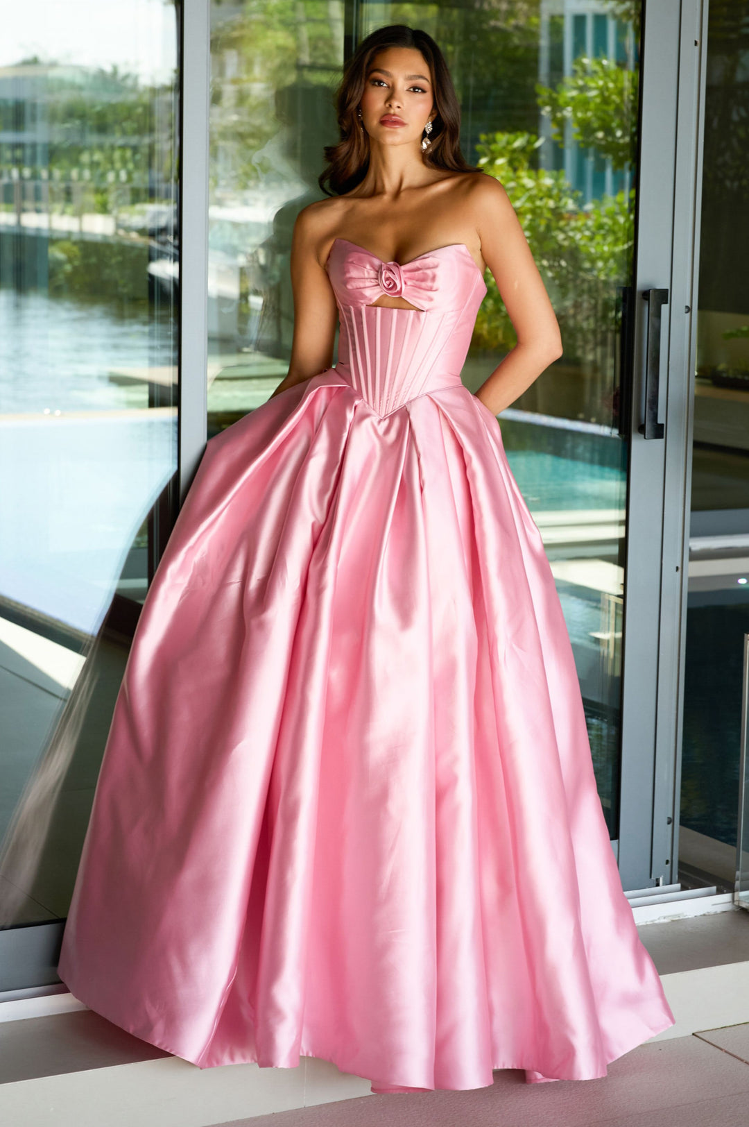 Prom Dresses Long Formal Fitted Corset Ball Gown Prom Dress Blush