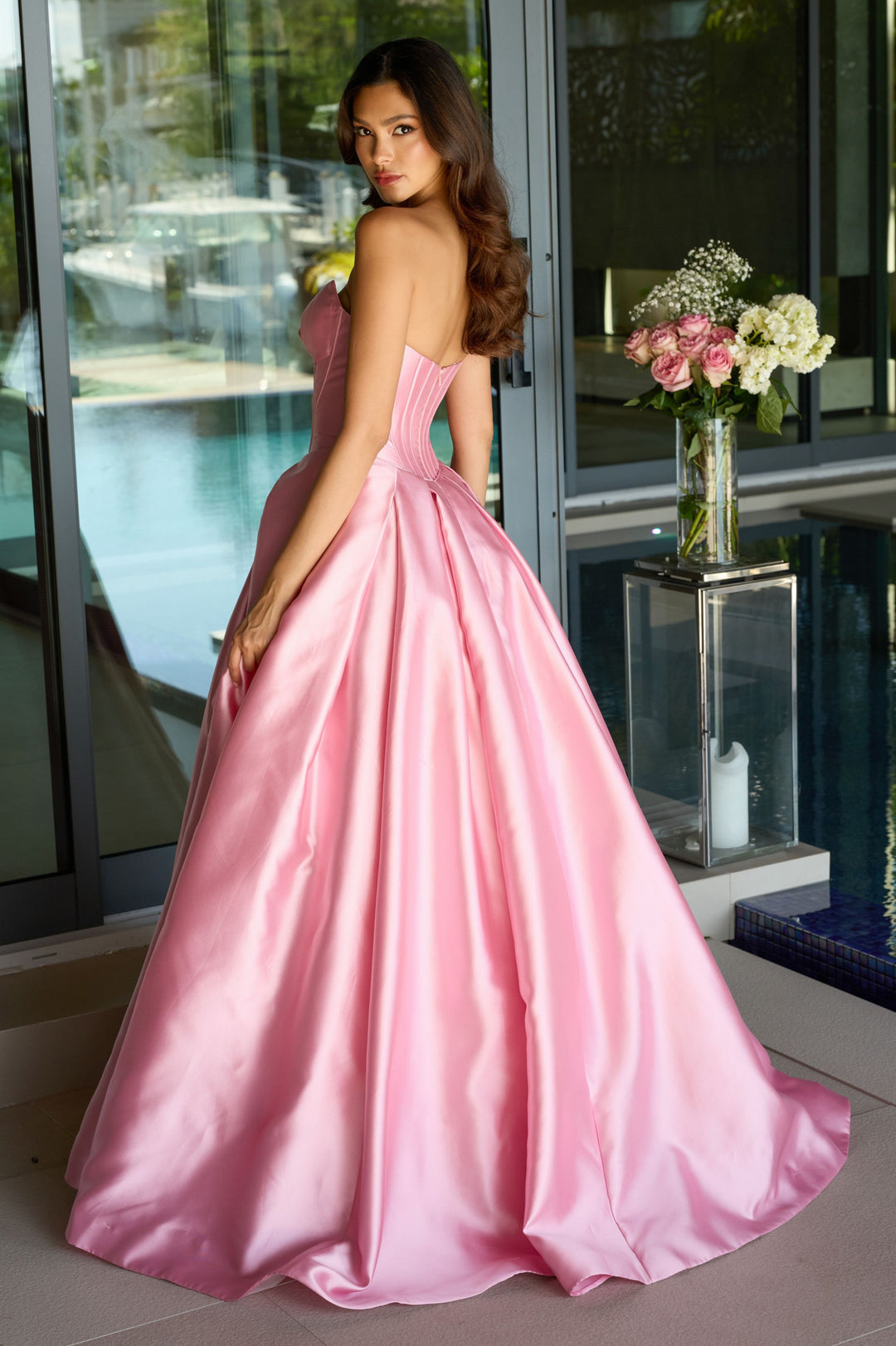 Prom Dresses Long Formal Fitted Corset Ball Gown Prom Dress Blush