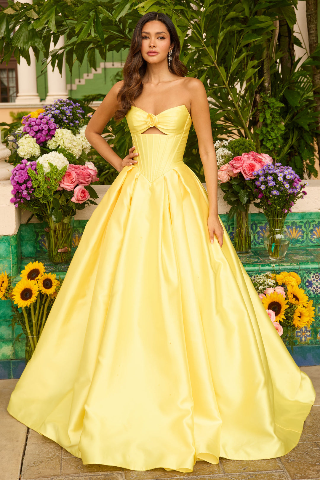Prom Dresses Long Formal Fitted Corset Ball Gown Prom Dress Yellow