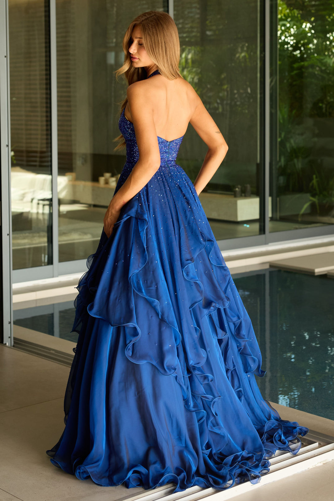 Prom Dresses Long Formal Beaded Ball Gown Prom Dress Cobalt