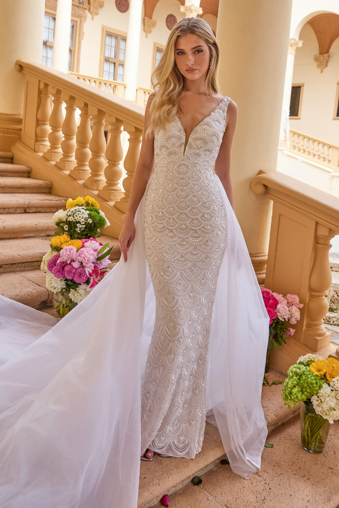 Wedding Dresses Mermaid Long Beaded Wedding Dress Ava Presley 47224 Ivory