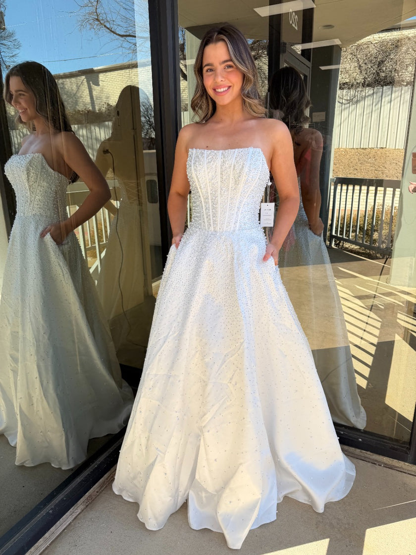 Wedding Dresses Long Beaded Bridal Corset Wedding Dress Ava Presley 47283 Ivory