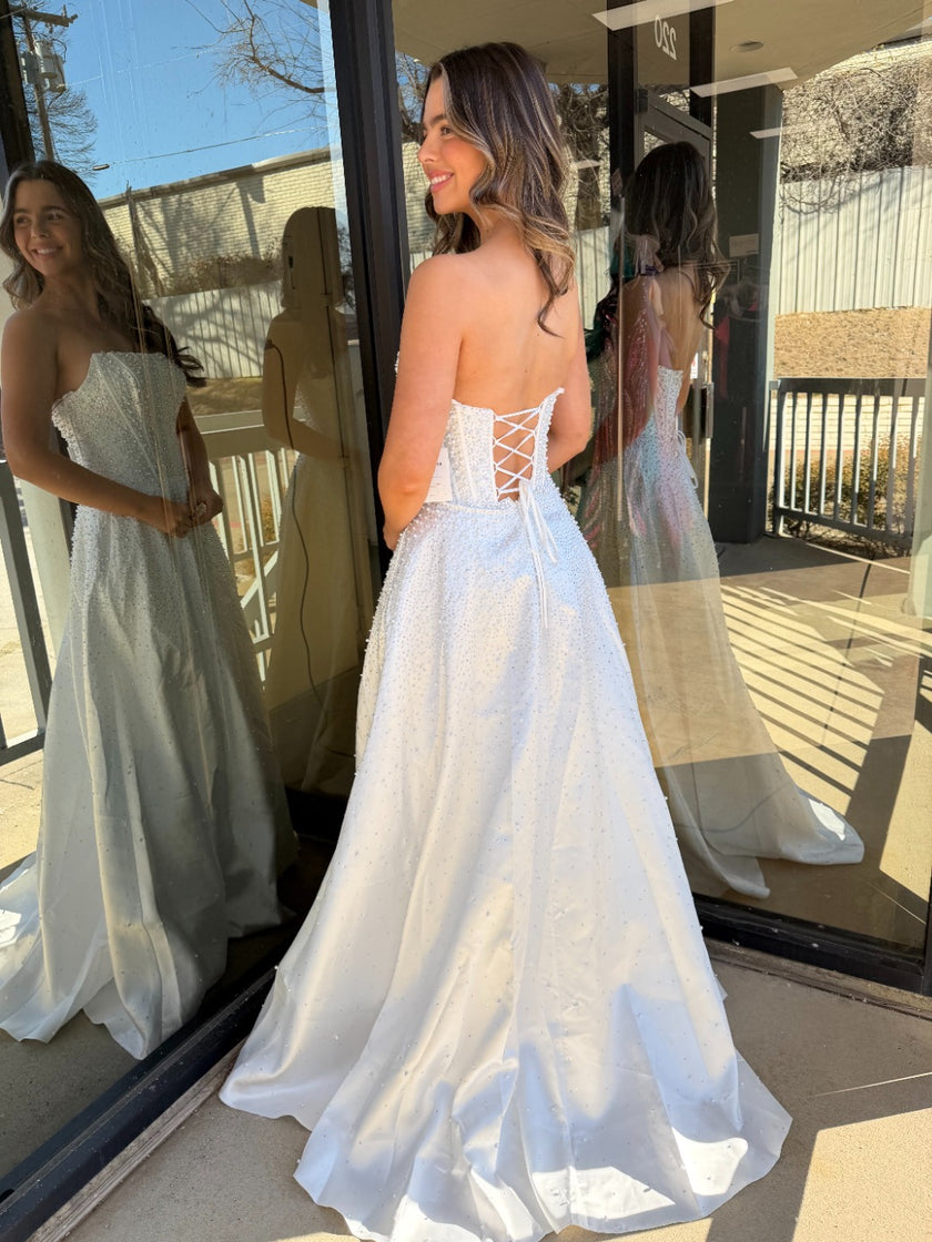 Wedding Dresses Long Beaded Bridal Corset Wedding Dress Ava Presley 47283 Ivory