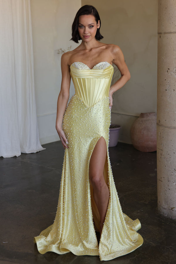 Long Formal Beaded Corset Fitted Evening Prom Dress Ava Presley 42513