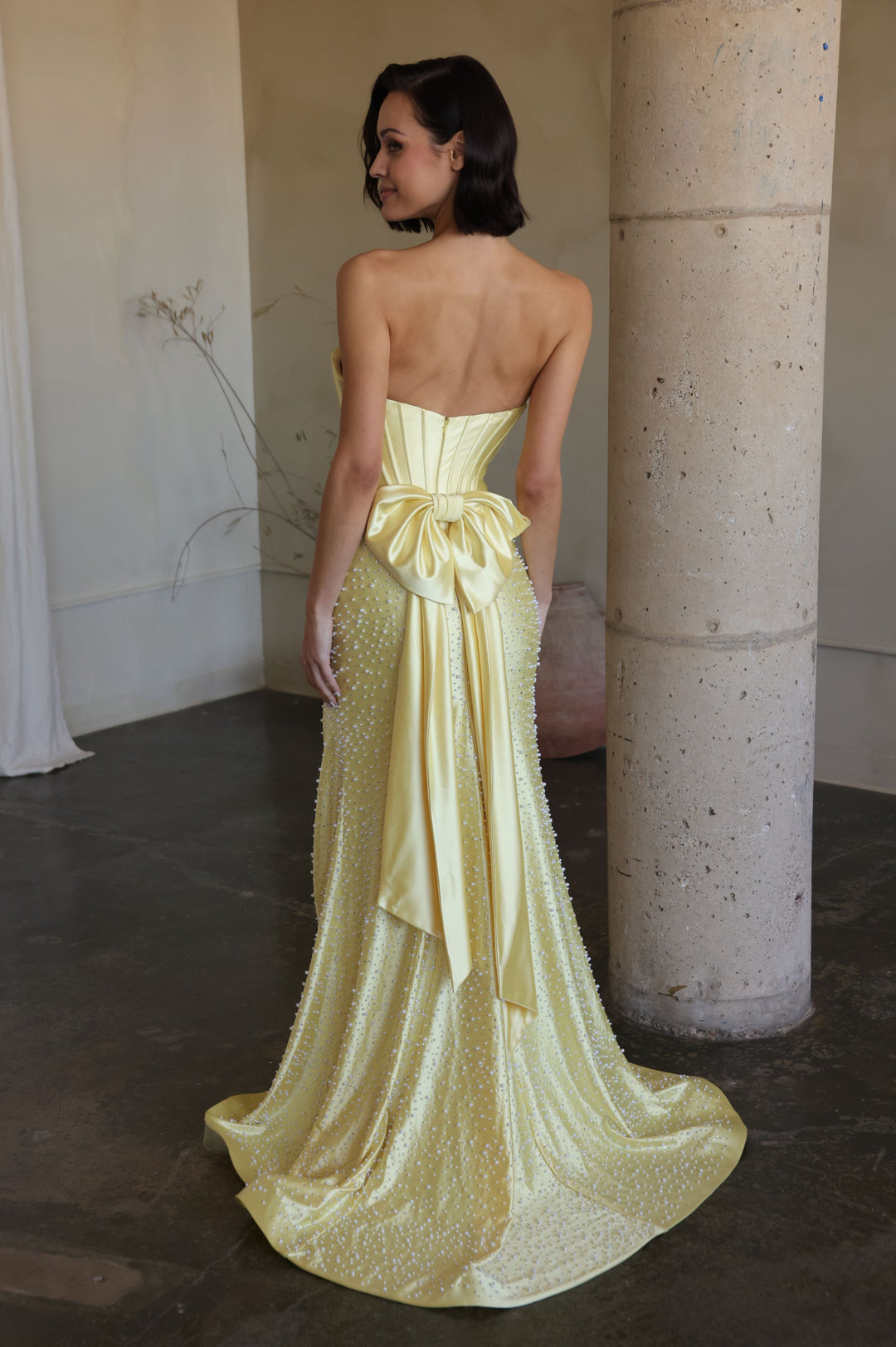Prom Dresses Long Formal Beaded Corset Fitted Evening Prom Dress Ava Presley 42513 Soft Yellow