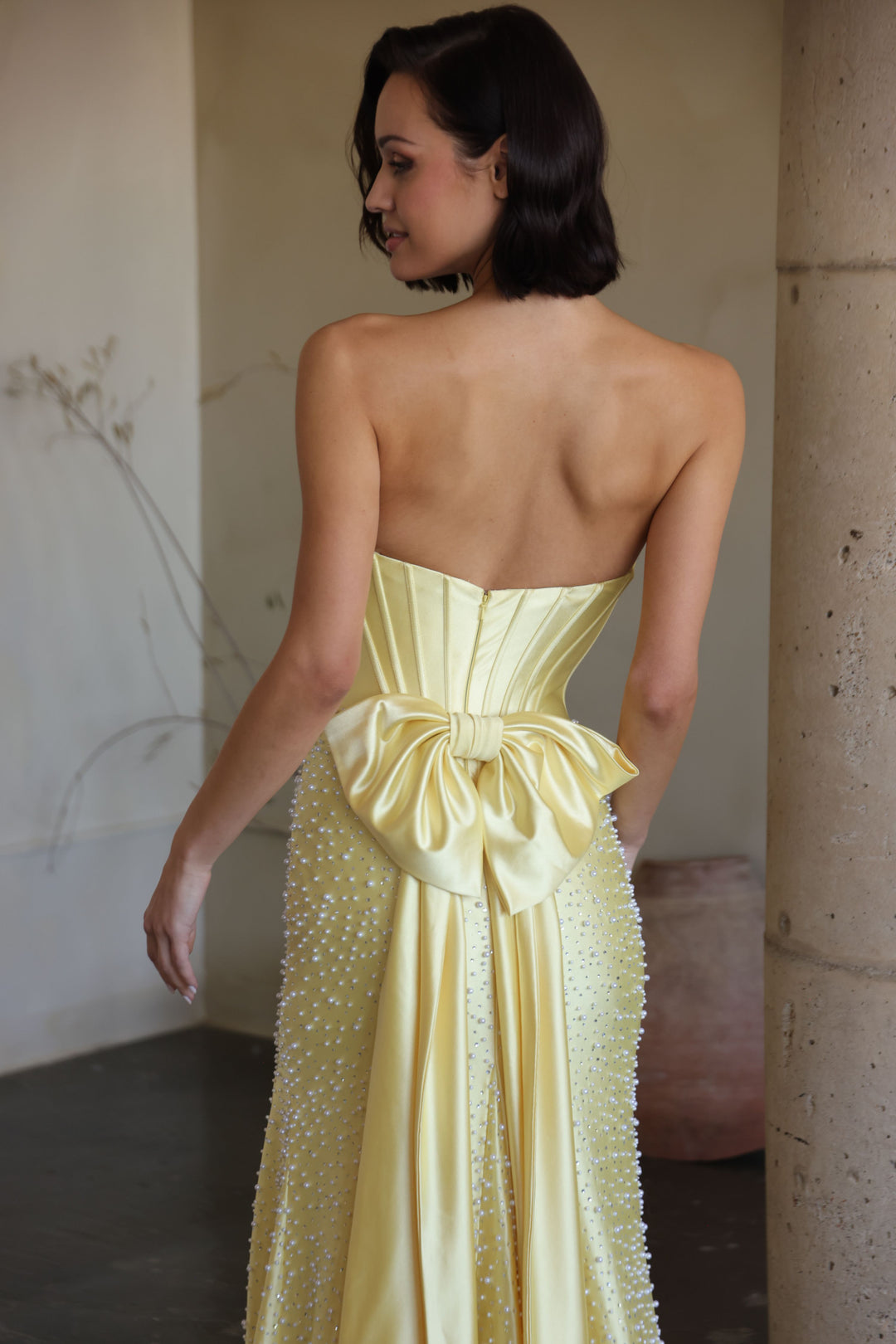 Prom Dresses Long Formal Beaded Corset Fitted Evening Prom Dress Ava Presley 42513 Soft Yellow