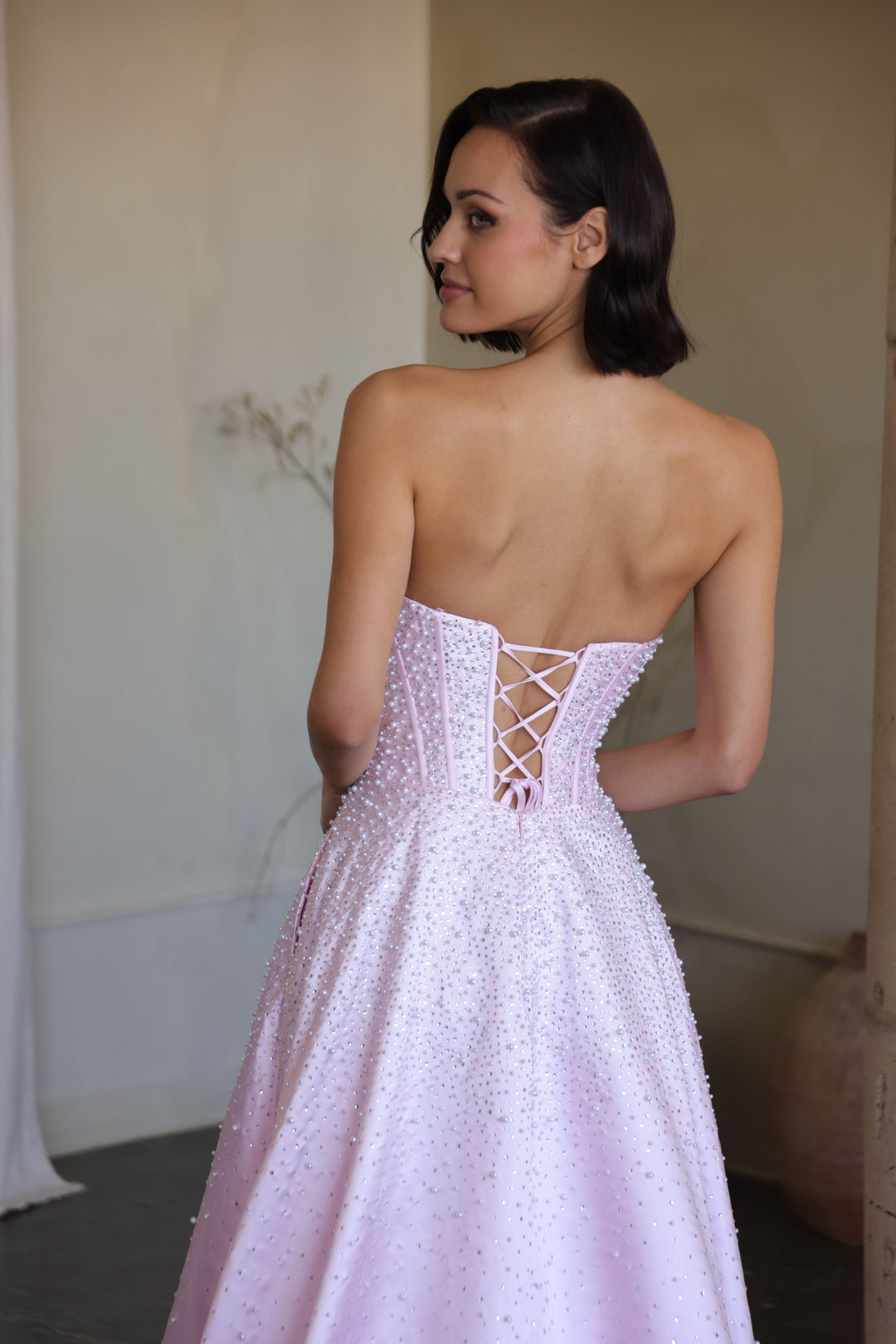 Prom Dresses Formal Long Beaded Corset Prom Dress Ava Presley 47283 Blush