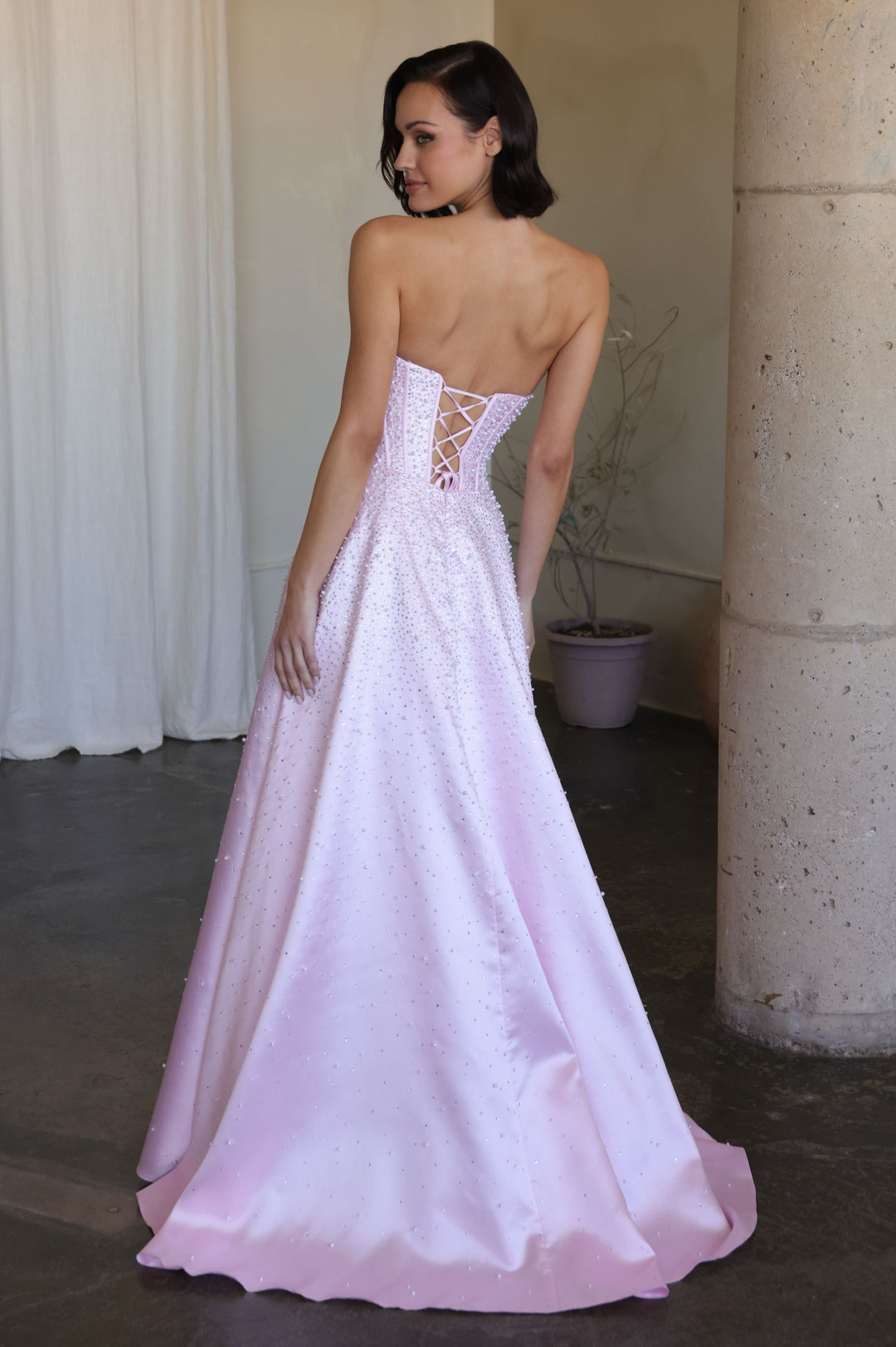 Prom Dresses Formal Long Beaded Corset Prom Dress Ava Presley 47283 Blush